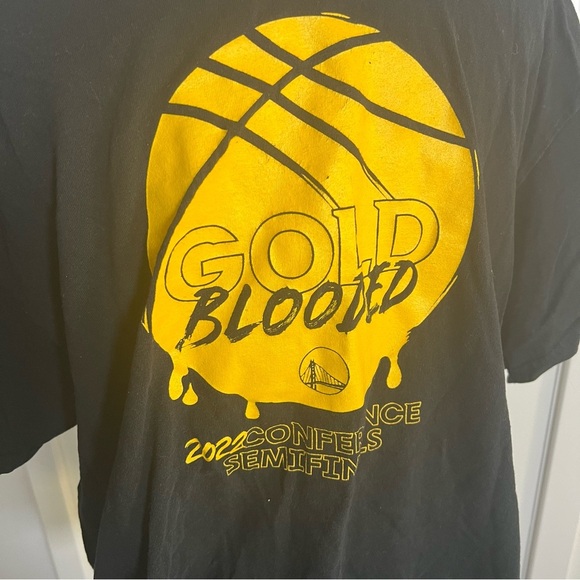 Golden State Warriors Gold Blooded Black and Yellow Playoff Postseason Tee Sz XL - Picture 2 of 7